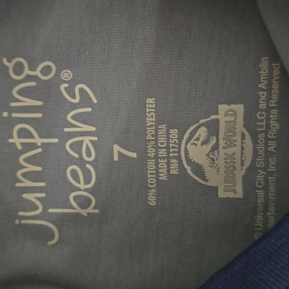 JUMPING BEANS BOYS BLUE SHORTS AND BLUE SHORT SLEEVE JURASSIC PARK TEE SIZE 7 - Picture 9 of 15